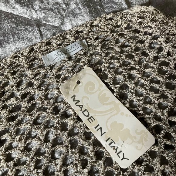 AquaVita Made In Italy Open Knit Cardigan Sweater One Size Beige & Brown Cotton - Picture 4 of 7